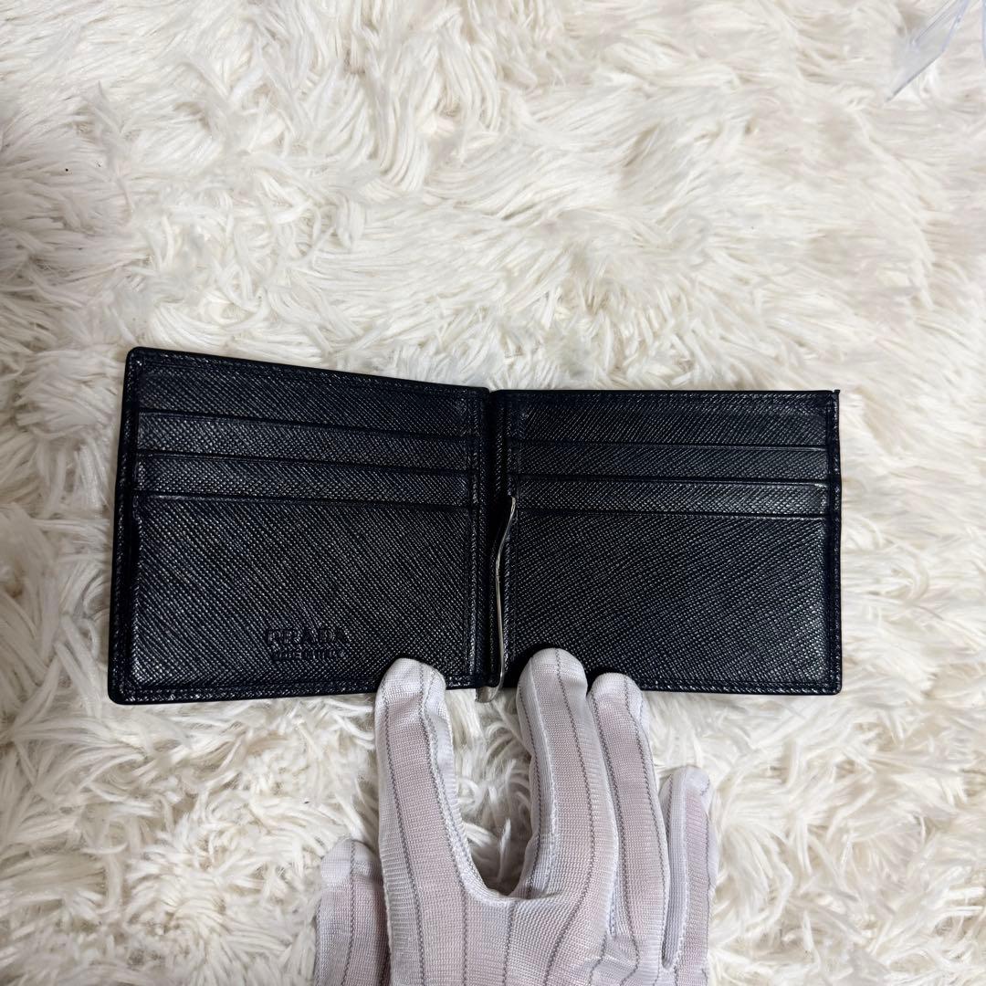 【美品】PRADA プラダ マネークリップ サフィアーノ トライアングル