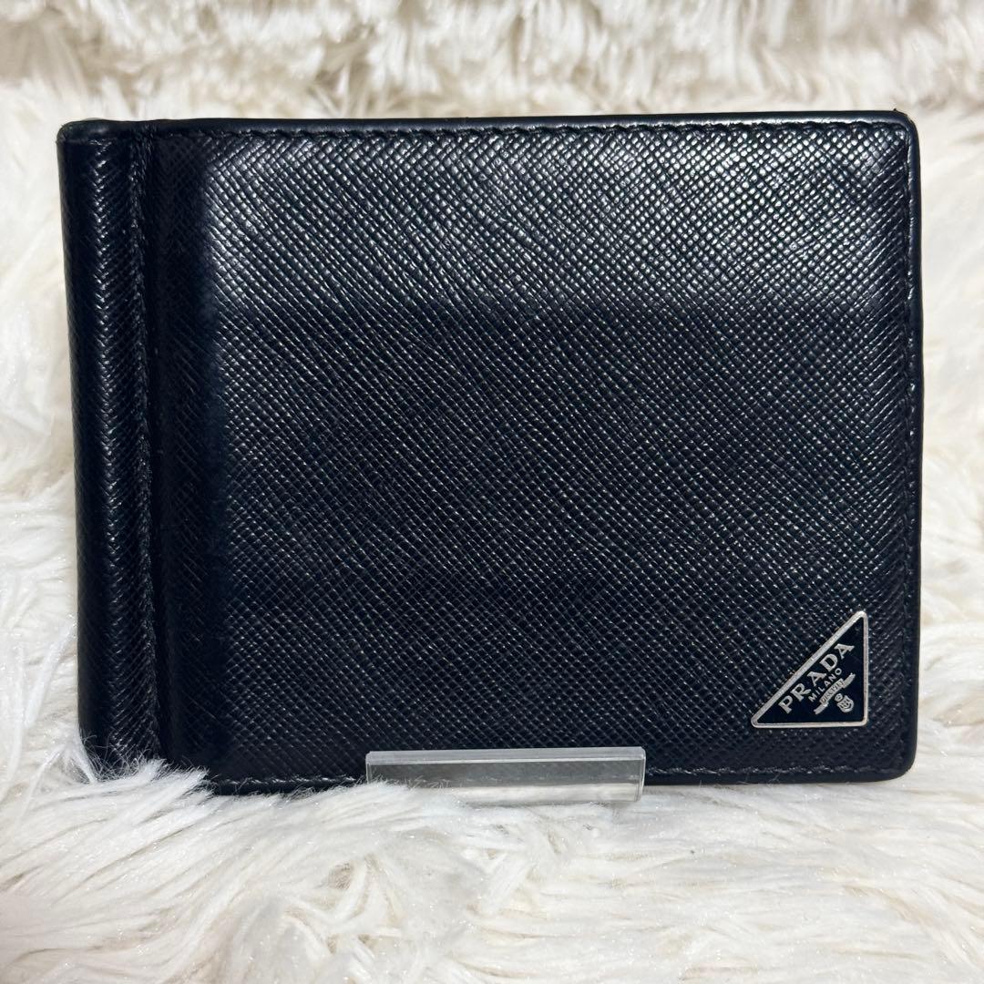 【美品】PRADA プラダ マネークリップ サフィアーノ トライアングル