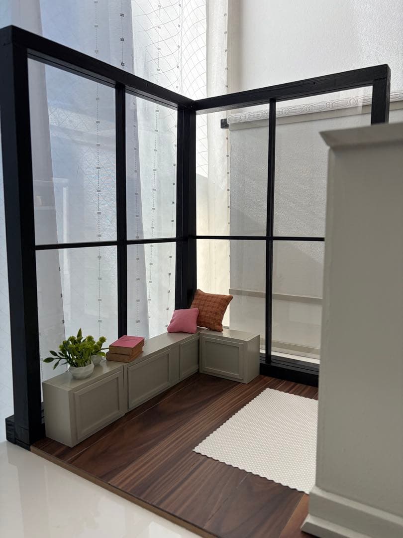 ドールハウス　撮影背景ボード　ハンドメイド☆クローゼットルーム＆チェア3個☆