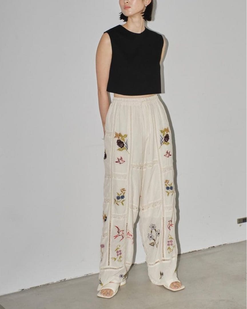 TODAYFUL　EmbroideryPatchworkTrousers 38