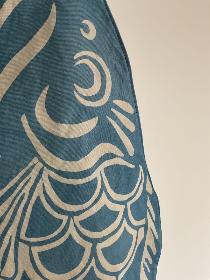 藍染め鯉のぼり　<中単体> 名入れあり　手染め　淡色