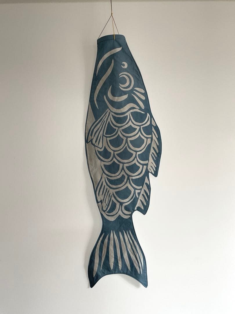 藍染め鯉のぼり　<中単体> 名入れあり　手染め　淡色