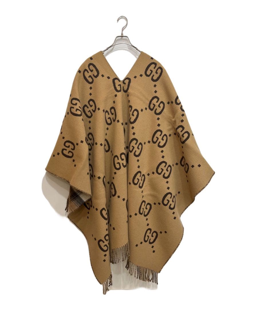 GGロゴ ベージュ ポンチョ　グッチ　GUCCI