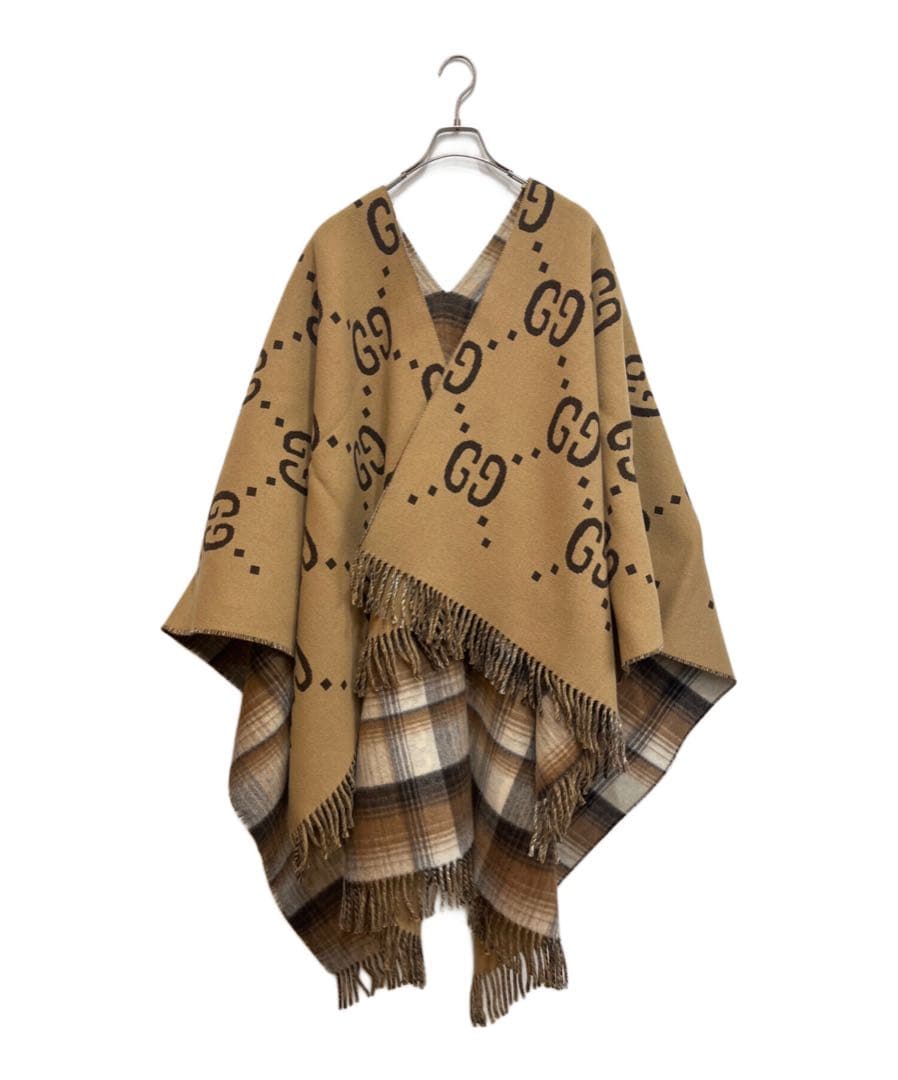 GGロゴ ベージュ ポンチョ　グッチ　GUCCI