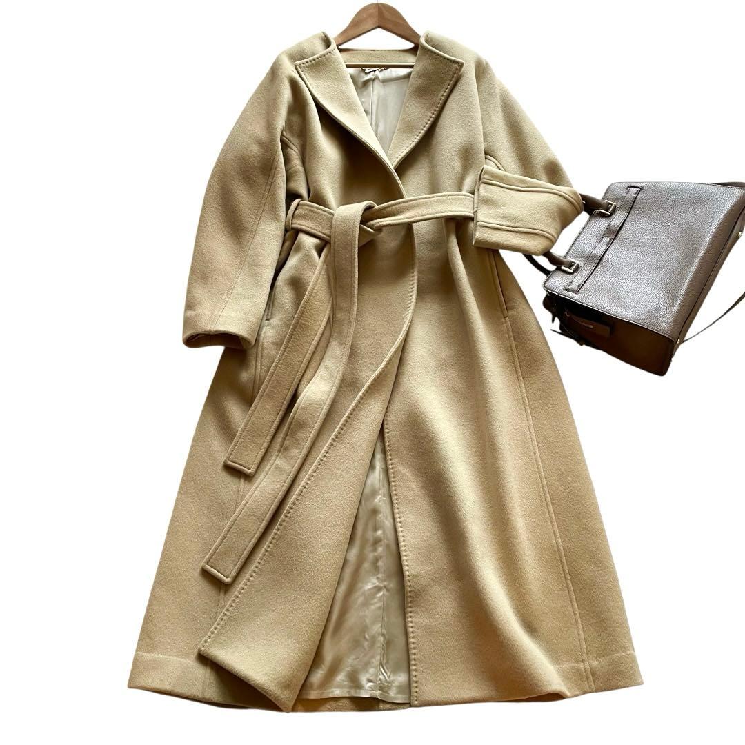 美品✨CELFORD カシミヤ100% ノーカラー ベルテッドコート