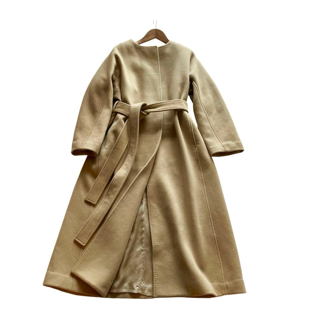 美品✨CELFORD カシミヤ100% ノーカラー ベルテッドコート