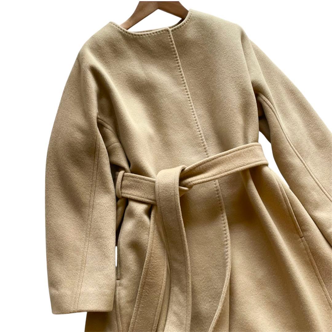 美品✨CELFORD カシミヤ100% ノーカラー ベルテッドコート