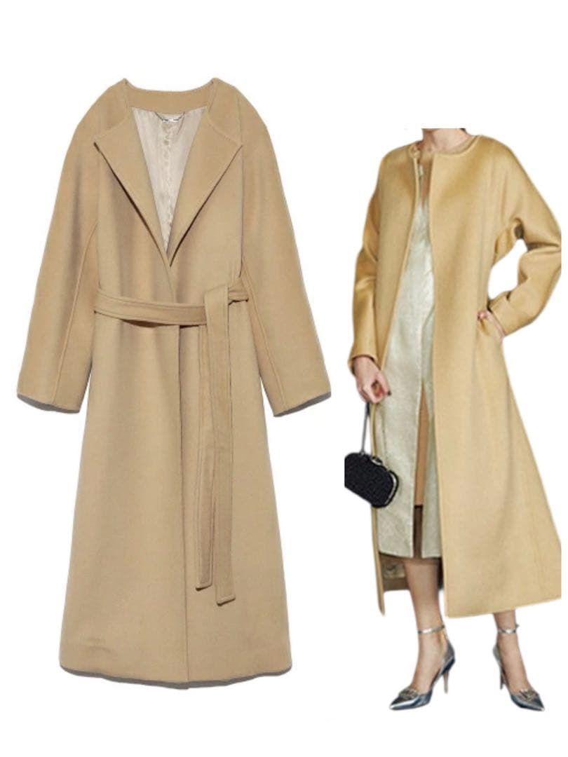 美品✨CELFORD カシミヤ100% ノーカラー ベルテッドコート