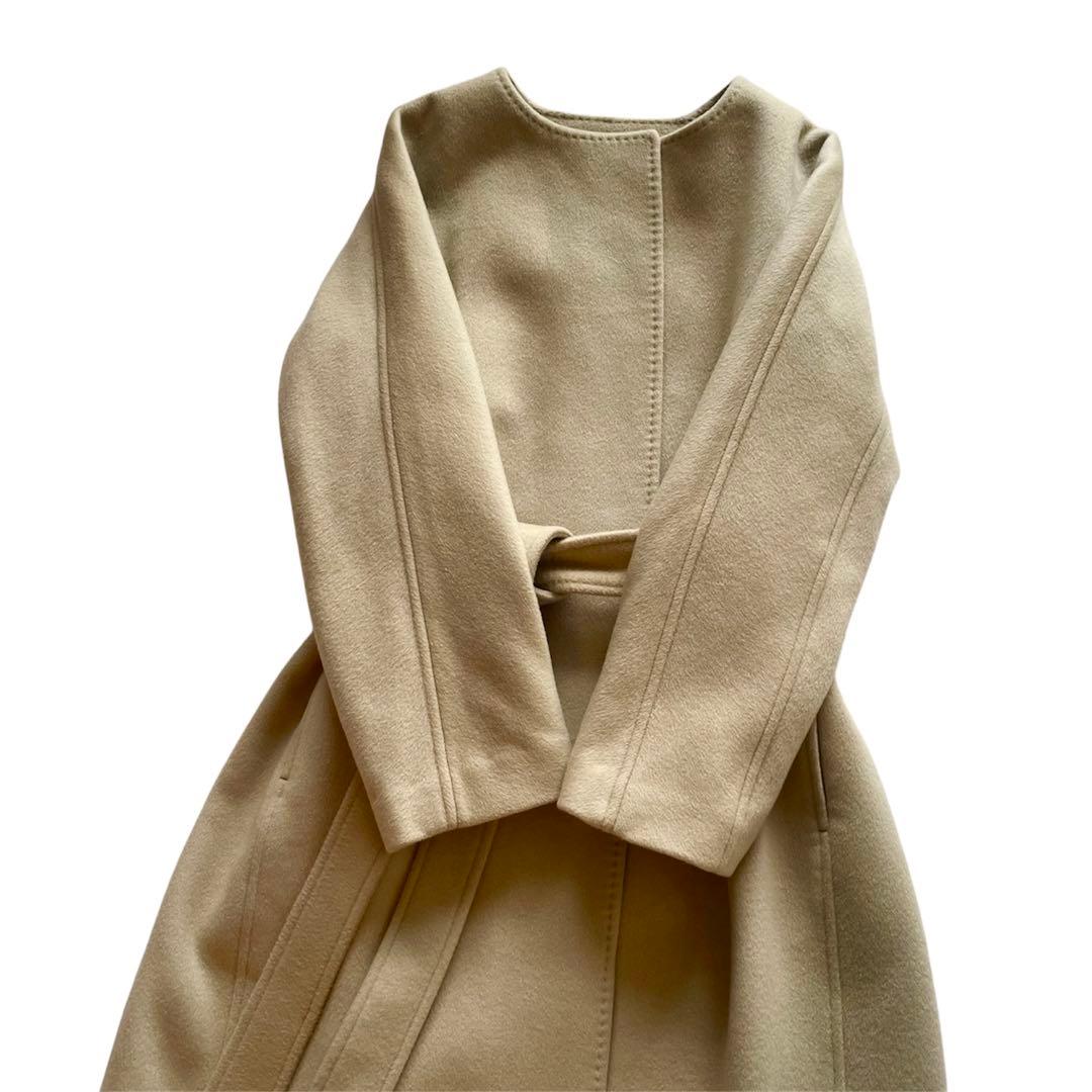 美品✨CELFORD カシミヤ100% ノーカラー ベルテッドコート