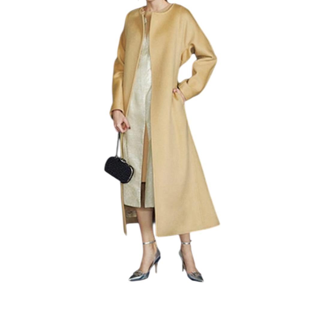 美品✨CELFORD カシミヤ100% ノーカラー ベルテッドコート