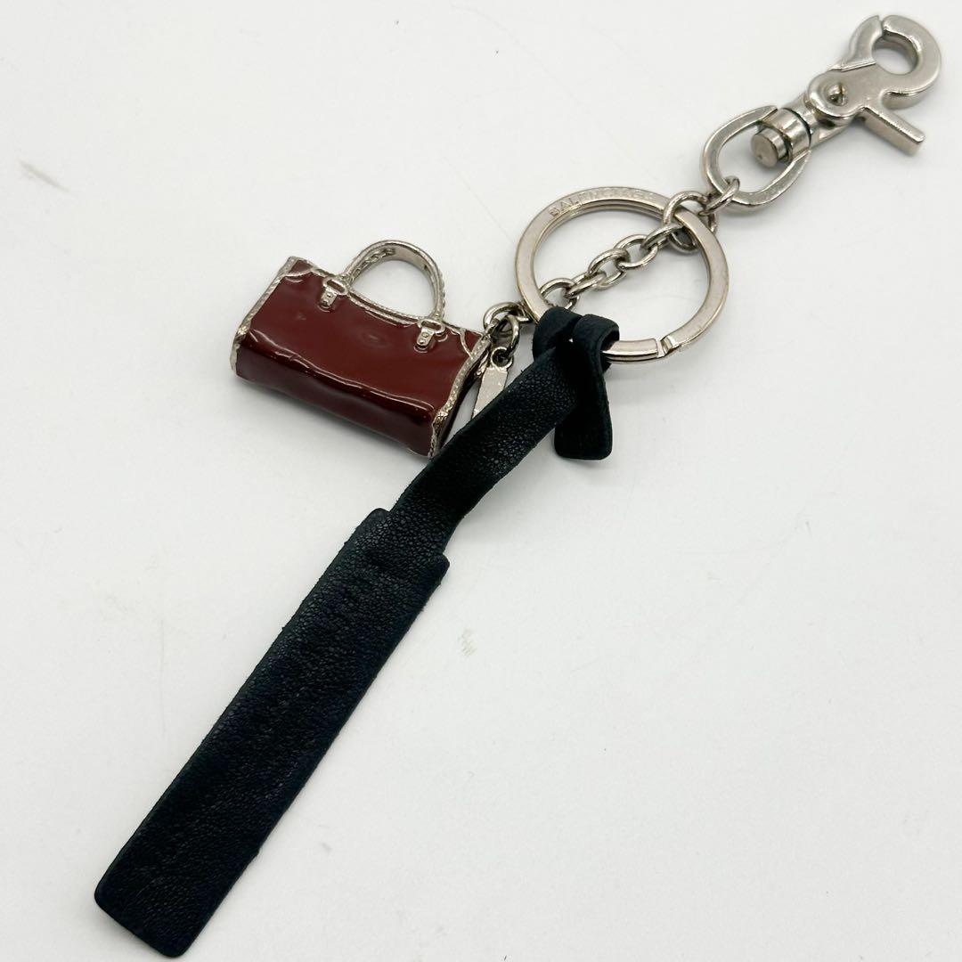 【箱付き・美品】バレンシアガ シティ バッグチャーム キーホルダー シルバー