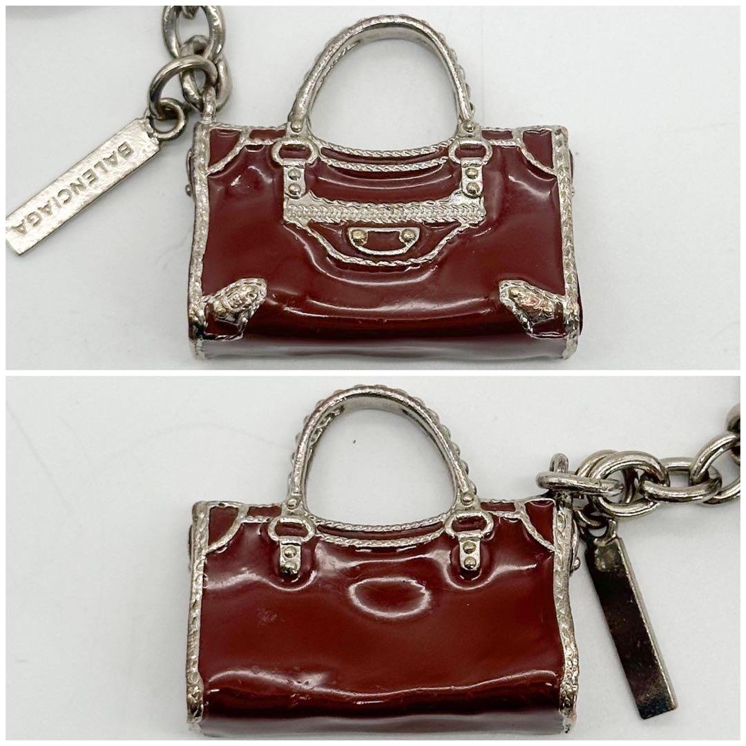 【箱付き・美品】バレンシアガ シティ バッグチャーム キーホルダー シルバー