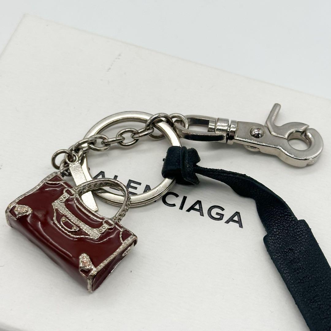 【箱付き・美品】バレンシアガ シティ バッグチャーム キーホルダー シルバー