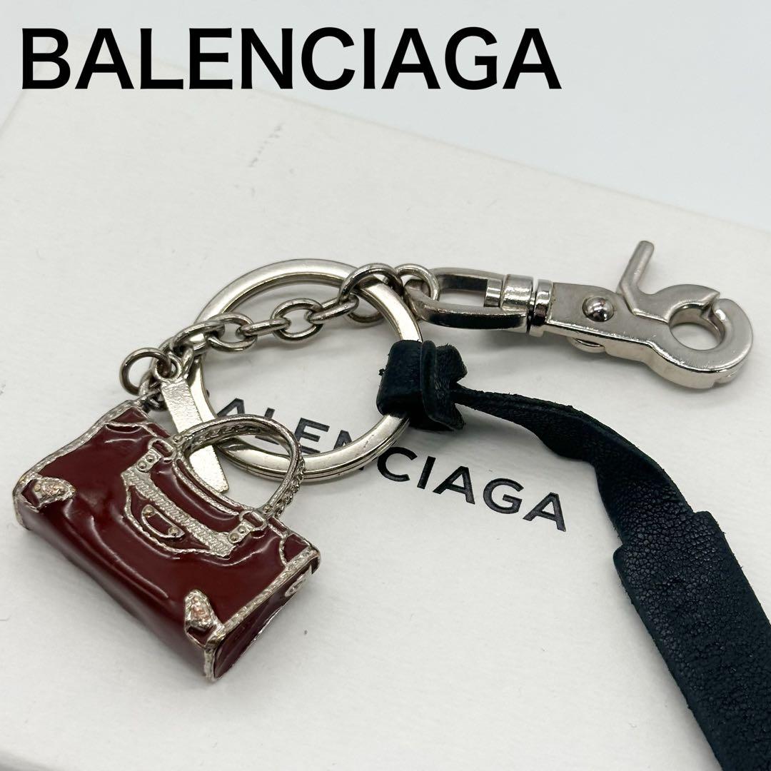【箱付き・美品】バレンシアガ シティ バッグチャーム キーホルダー シルバー