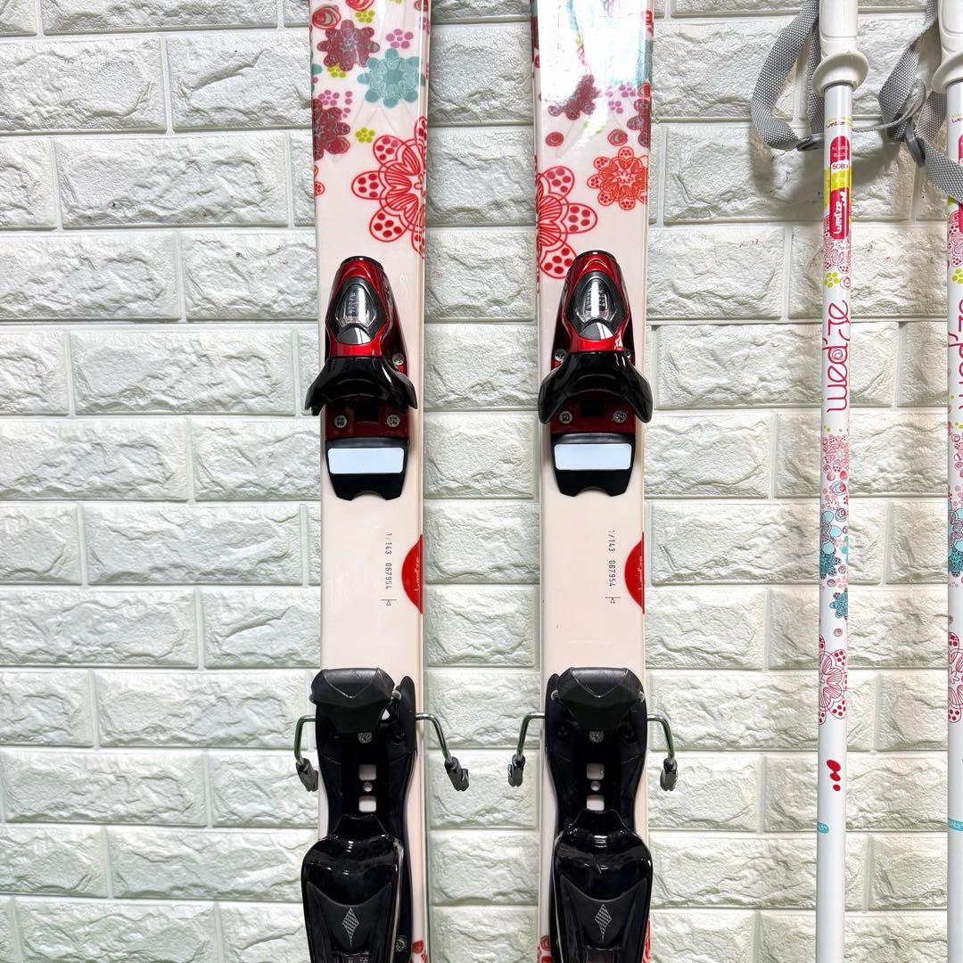 美品　スキー板　レディース　143 ステッキ　ケース付き　すぐ使える　良好