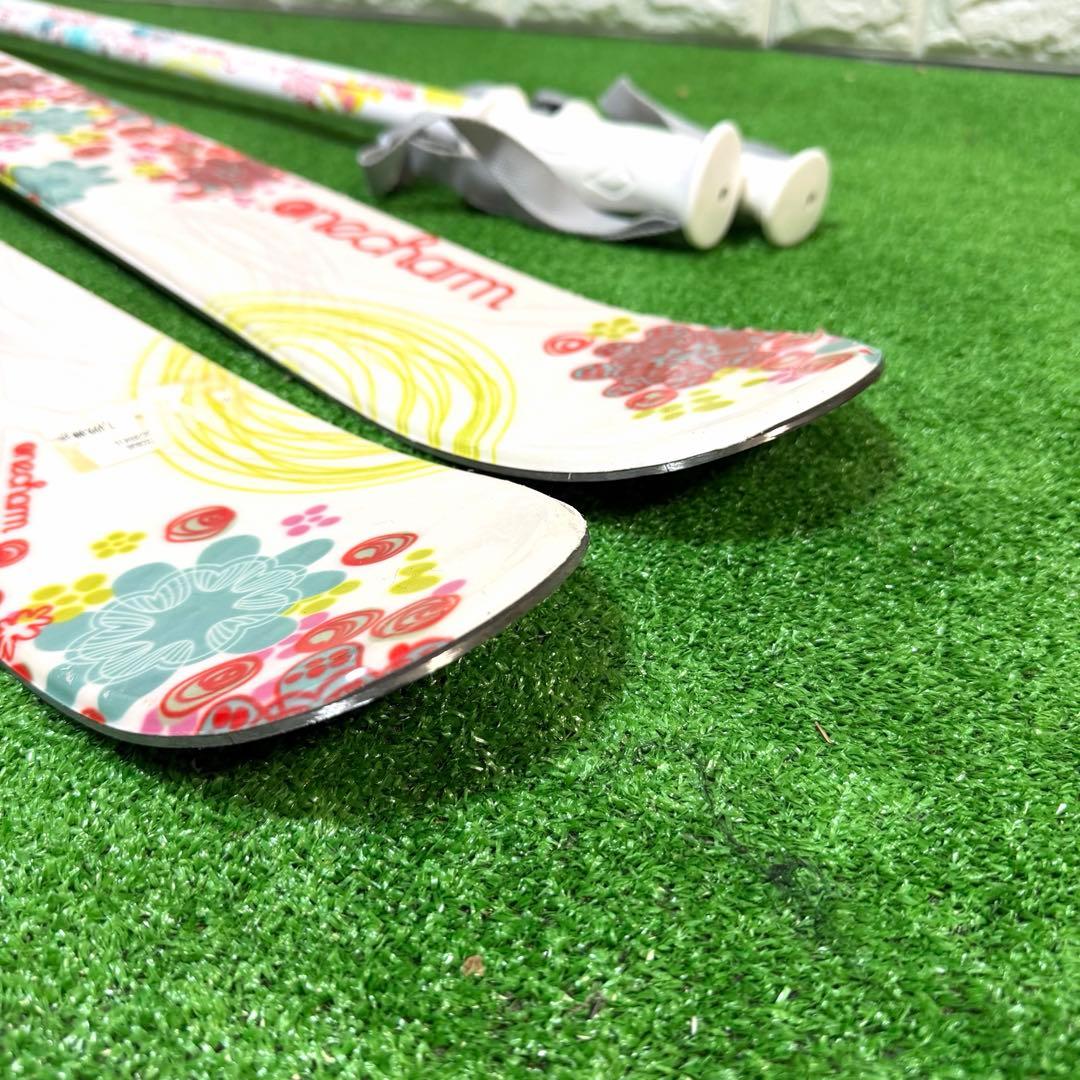 美品　スキー板　レディース　143 ステッキ　ケース付き　すぐ使える　良好