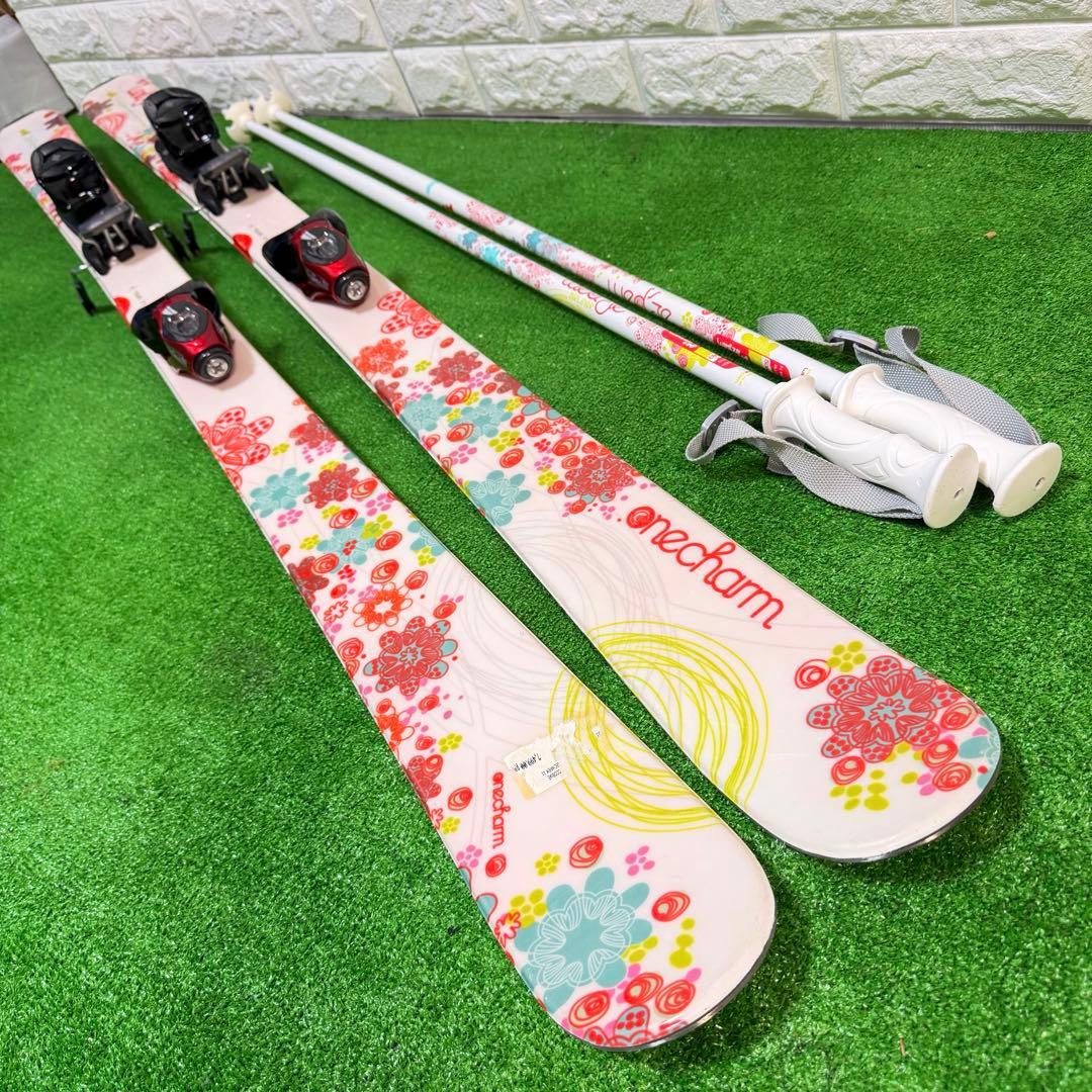 美品　スキー板　レディース　143 ステッキ　ケース付き　すぐ使える　良好