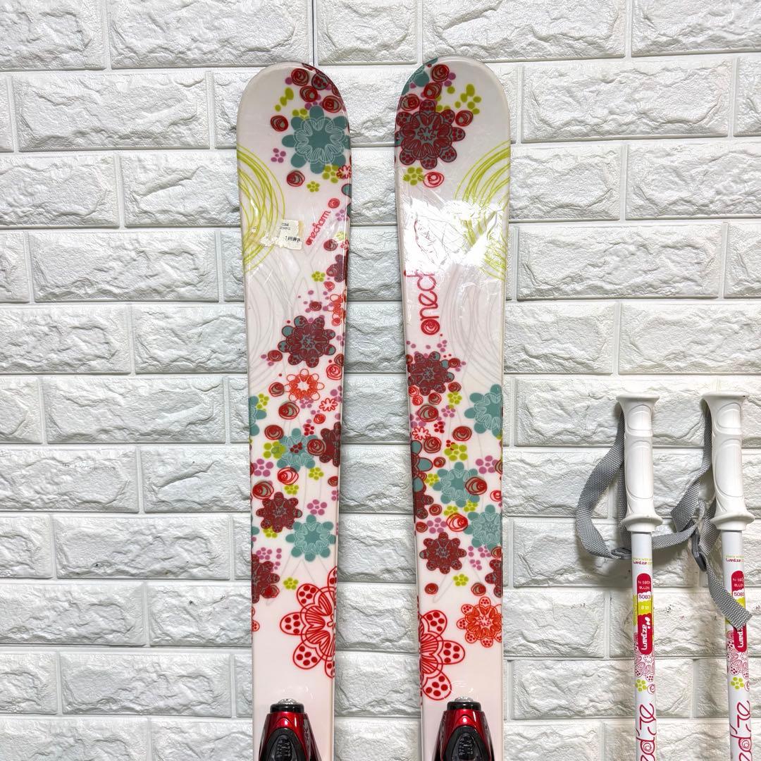 美品　スキー板　レディース　143 ステッキ　ケース付き　すぐ使える　良好