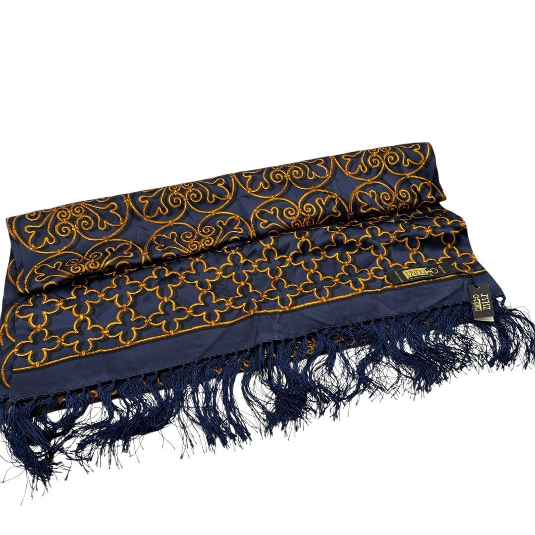 未使用タグ付き ZILLI シルク100% 大判ストール マフラー 総柄