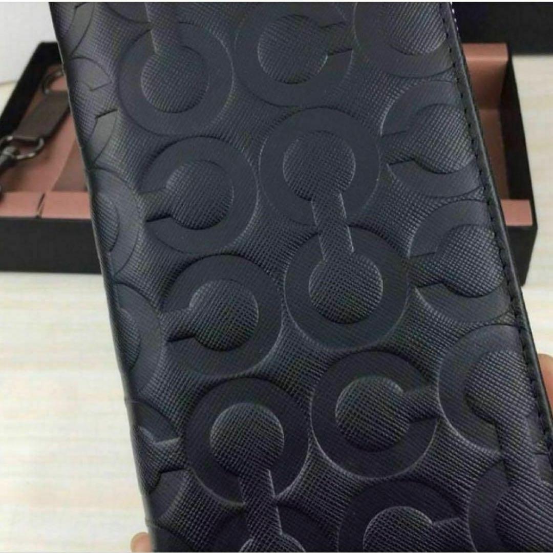 【残りわずか】COACH コーチ 財布 ブラック エンボス加工 オプアート