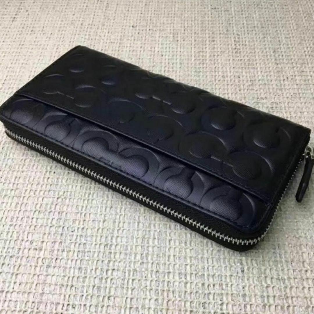 【残りわずか】COACH コーチ 財布 ブラック エンボス加工 オプアート