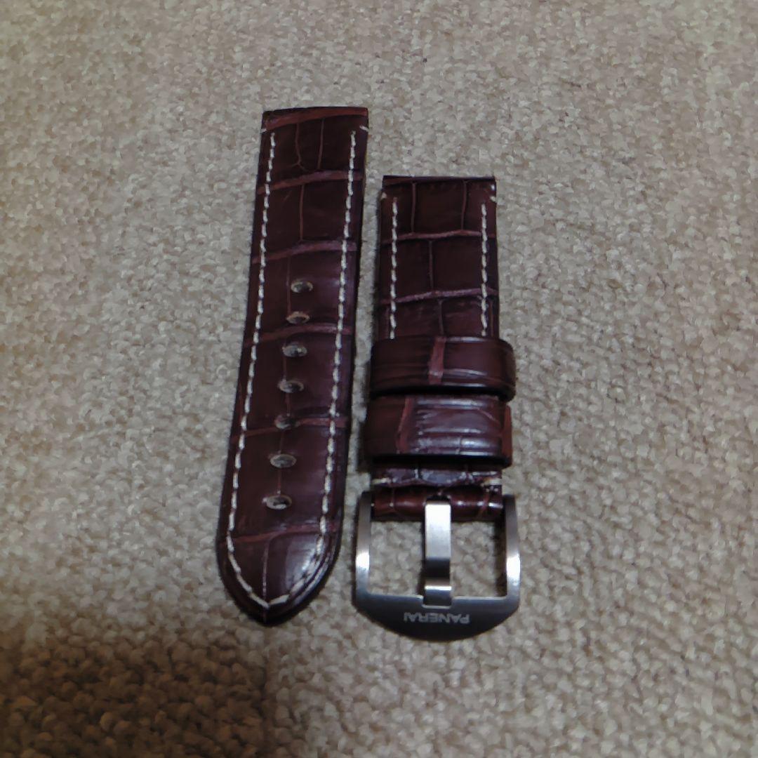 極美品 パネライ純正品 24mm ルミノールアリゲーター +純正品 尾錠チタン