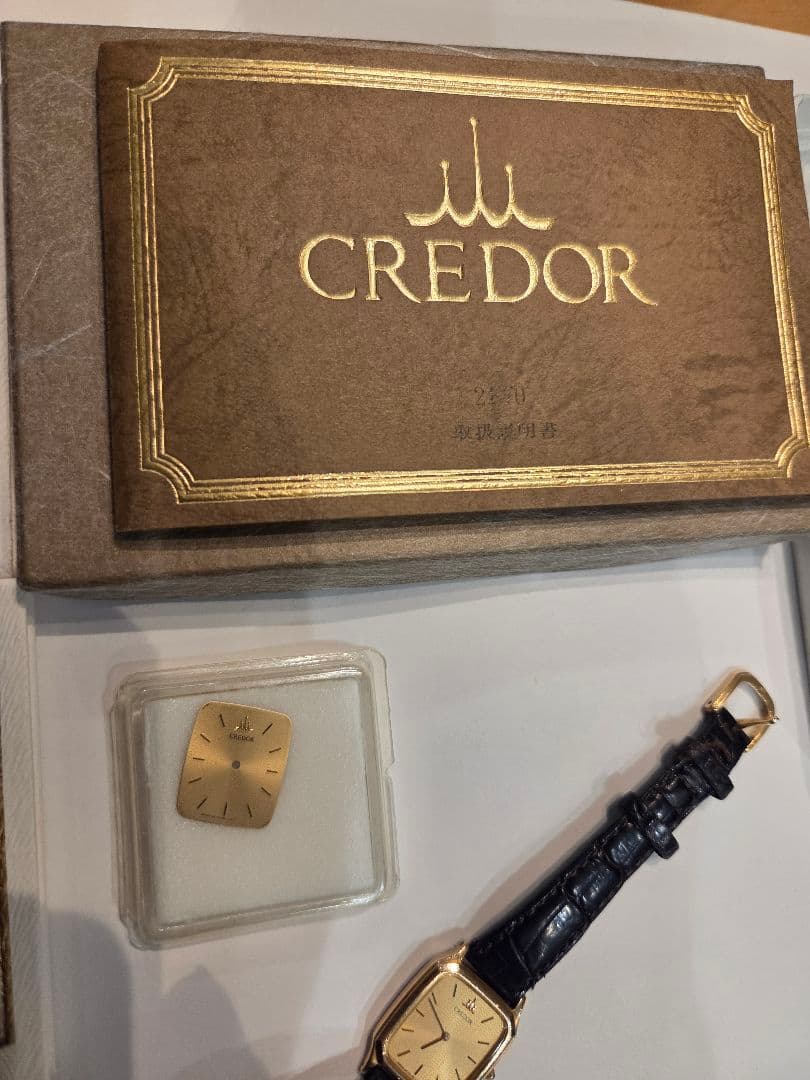 【美品】セイコーCredor ゴールド スクエア腕時計