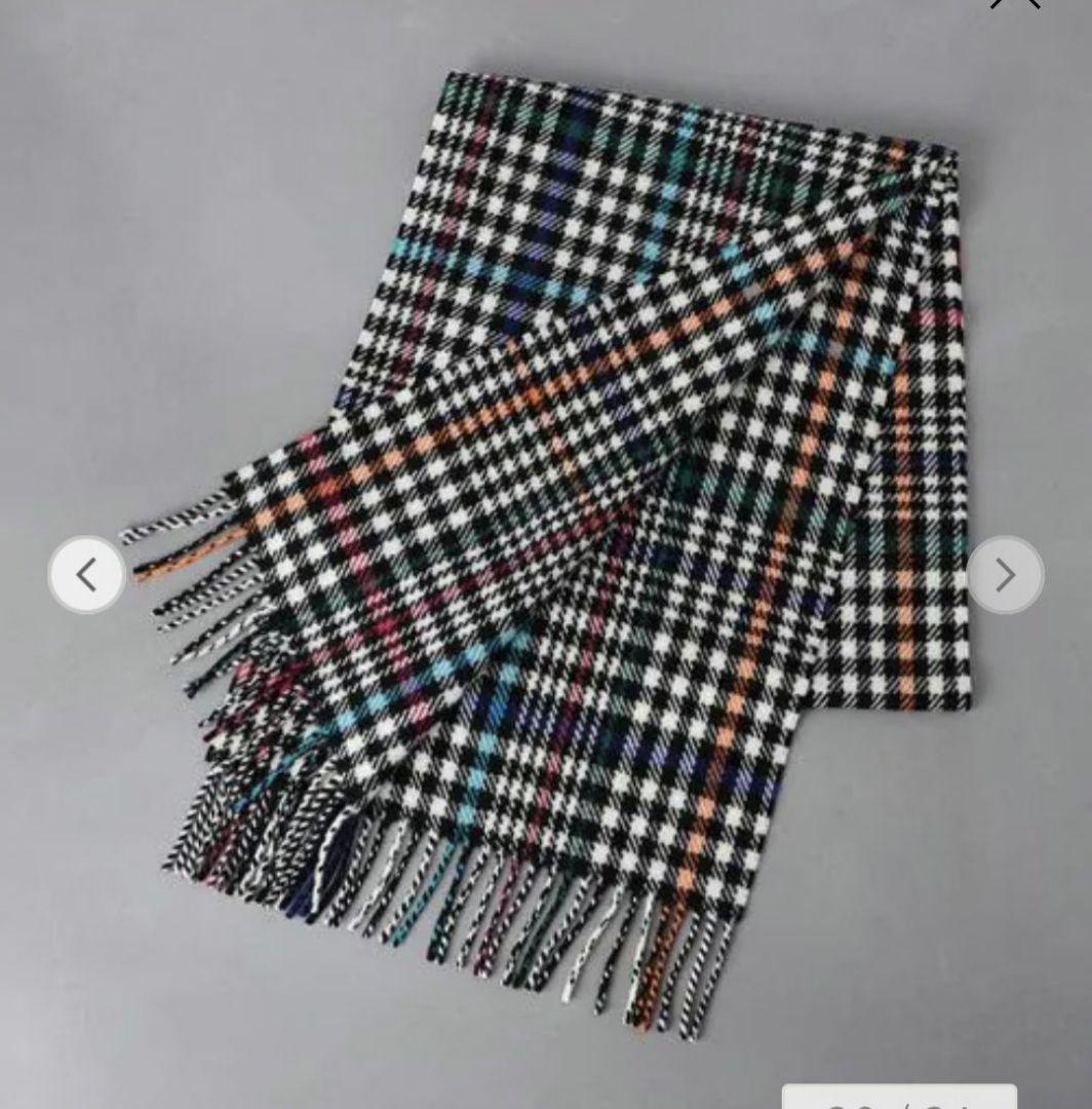 多色チェック柄フリンジマフラー