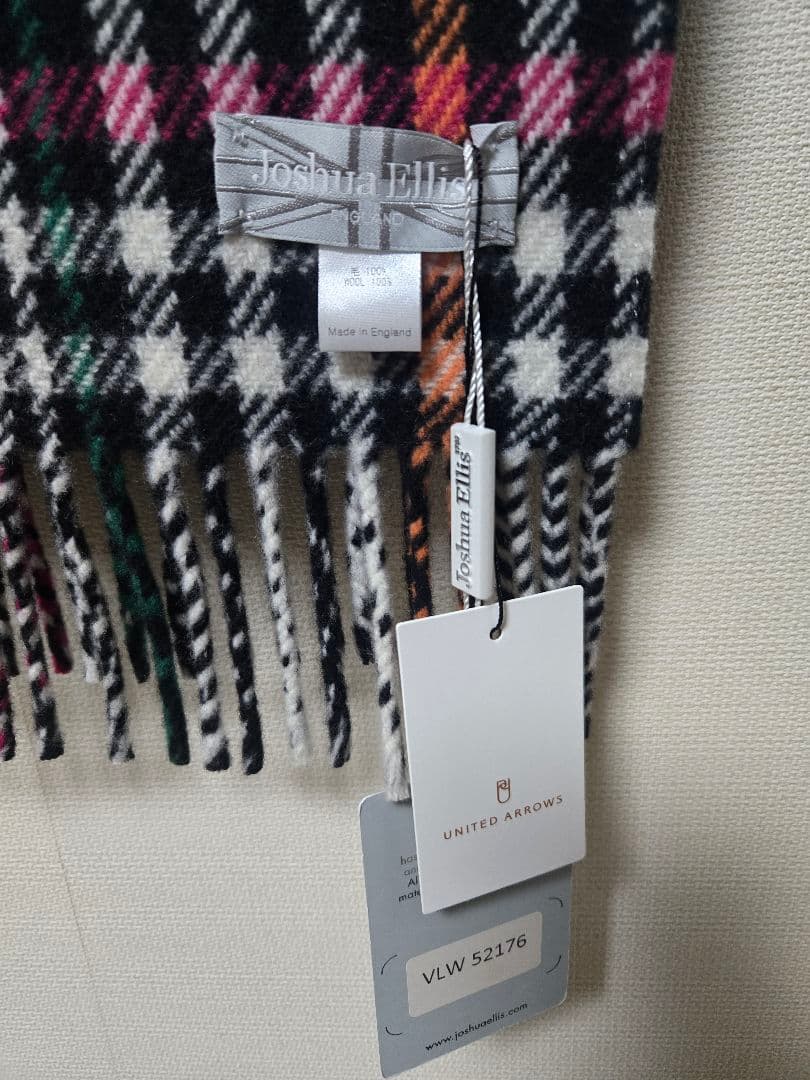 多色チェック柄フリンジマフラー