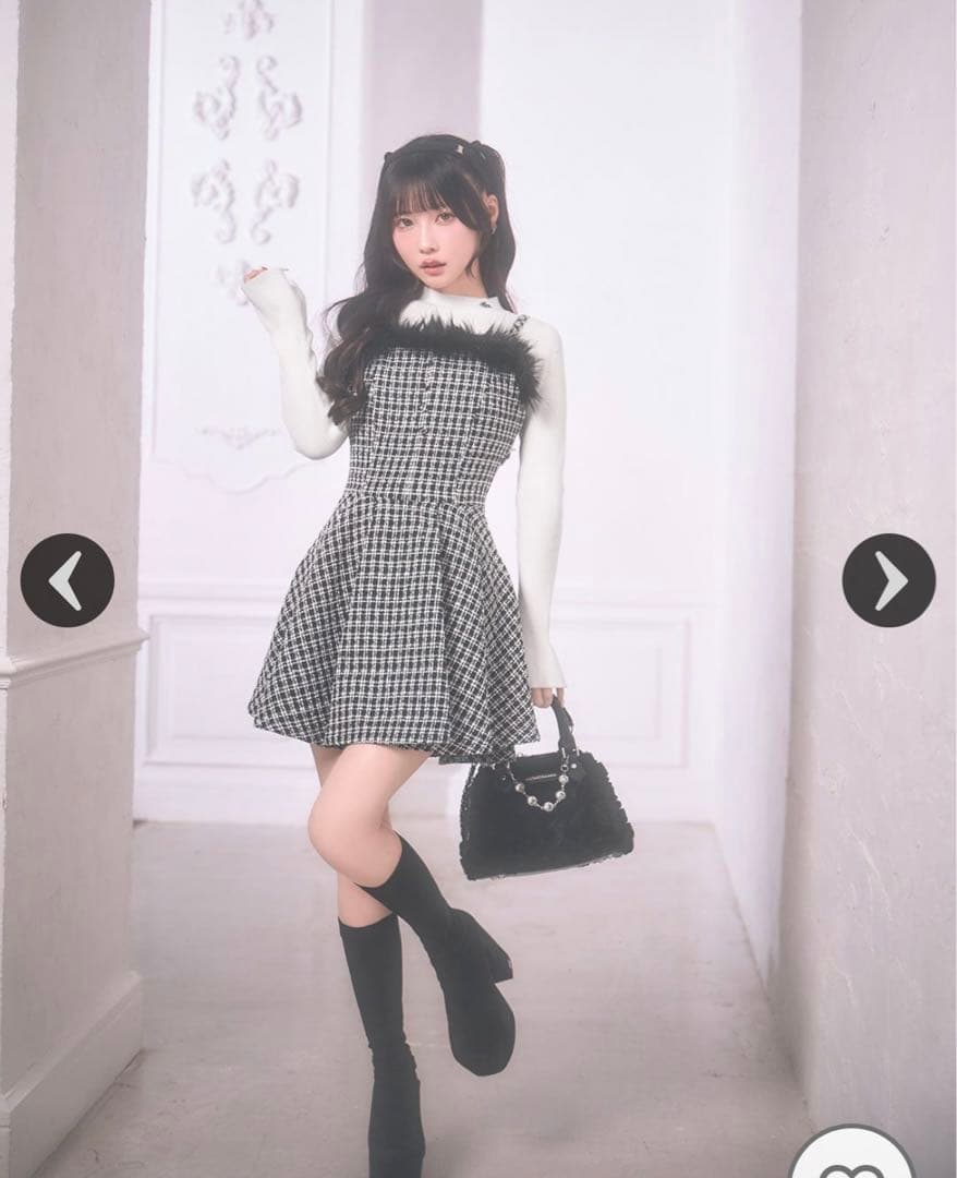 ｍｉｃｈｅｌｌＭａｃａｒｏｎ　フェザーツイードニットセットワンピース