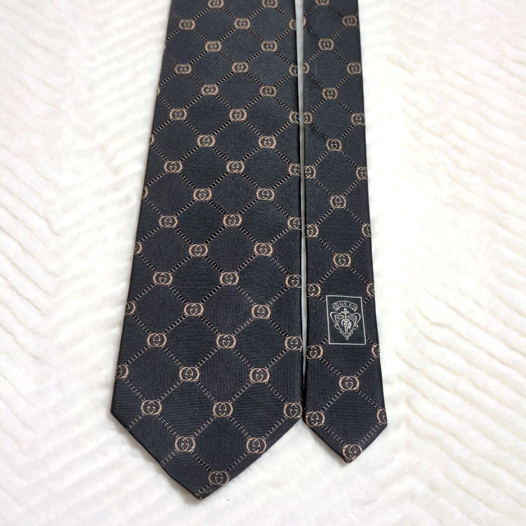 未使用級　GUCCI　ネクタイ　GG　インターロッキング　あんしん鑑定　箱付
