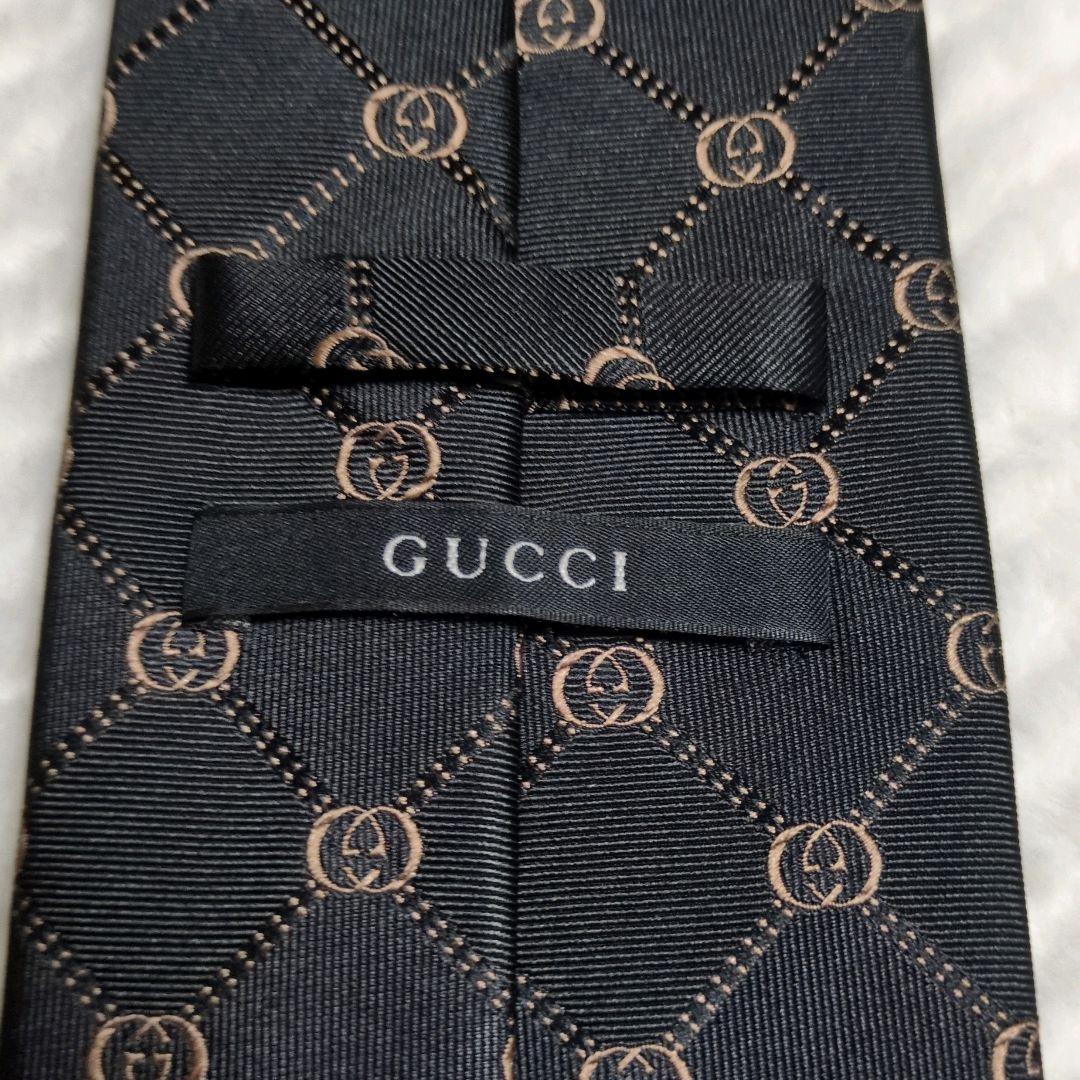 未使用級　GUCCI　ネクタイ　GG　インターロッキング　あんしん鑑定　箱付
