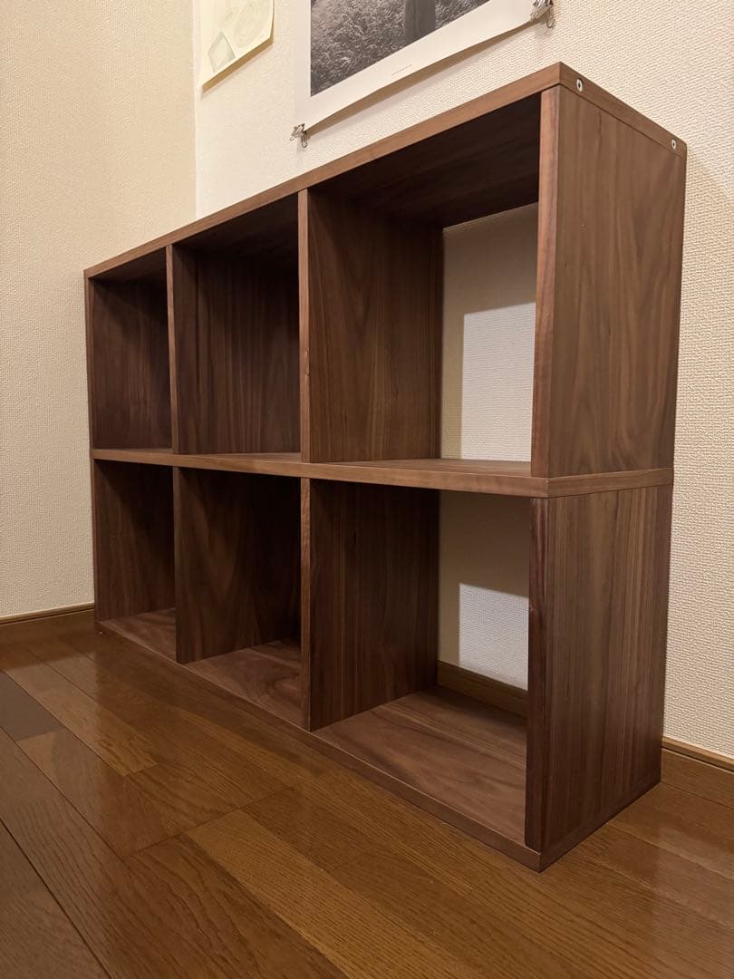 無印良品　muji スタッキングシェルフセット・３段×２列・ウォールナット材
