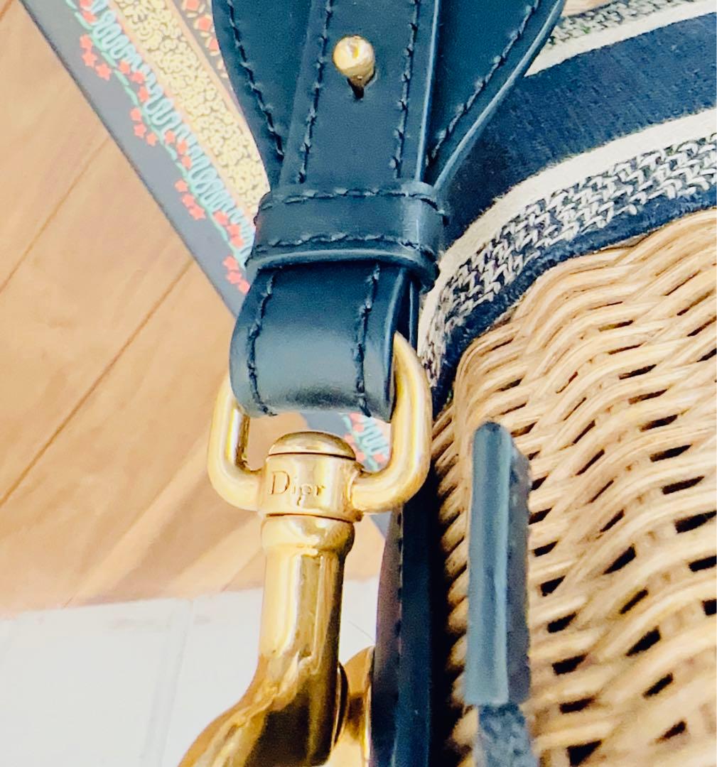 DIOR ディオール　ウィッカー　バスケットバッグ　オブリーク　カゴバッグ　大