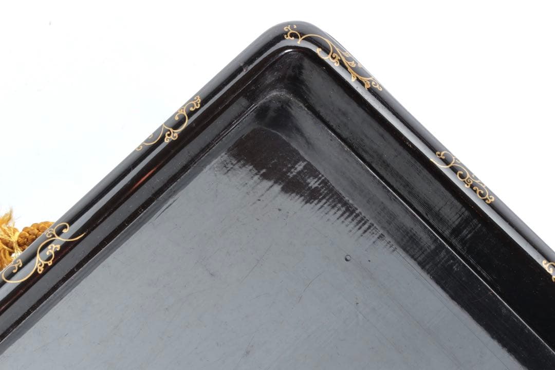 時代物 漆塗 黒漆 家紋尽 蒔絵 手箱 玉手箱 硯箱 共箱付 古美術品 骨董品