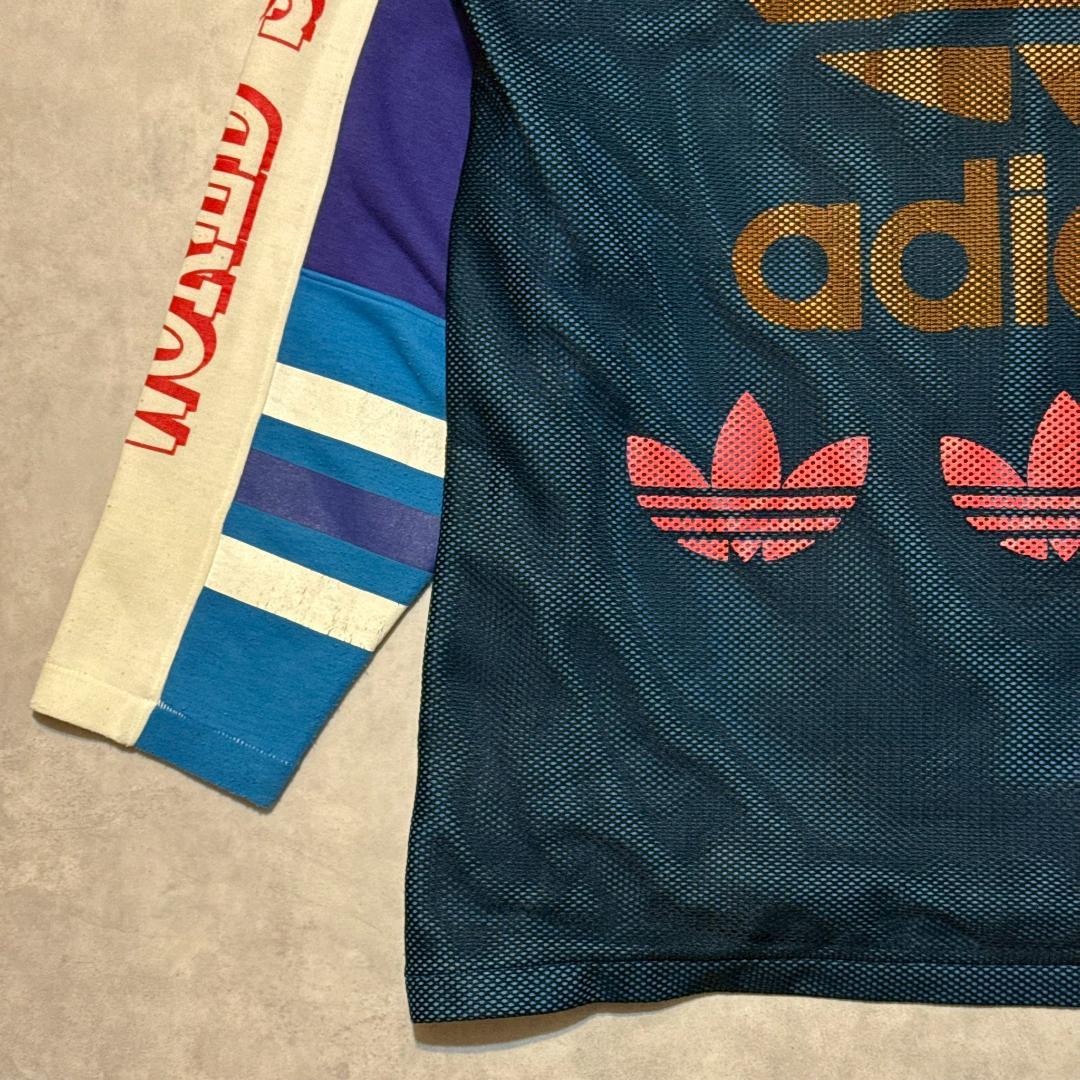 珍品 90s デサント製 adidas メッシュ ロンT DM1466