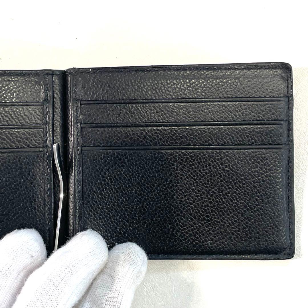 美品　プラダ　マネークリップ　サフィアーノ　黒　三角ロゴ　プレート　黒