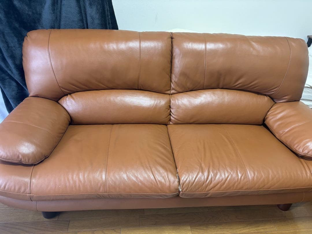 ブラウンレザー 2人掛けソファ