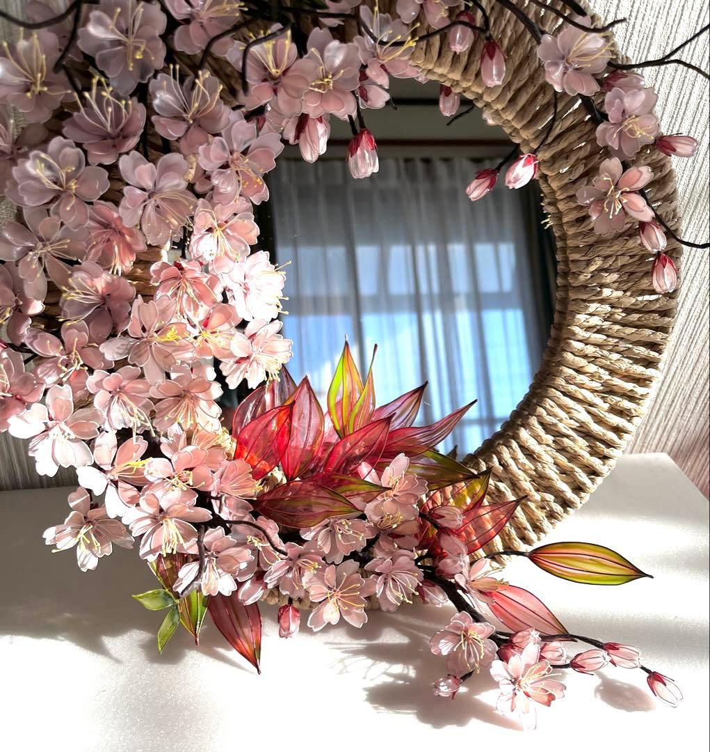 アメリカンフラワー　ディップフラワー　NO.204（八重桜・ミラー壁掛け）