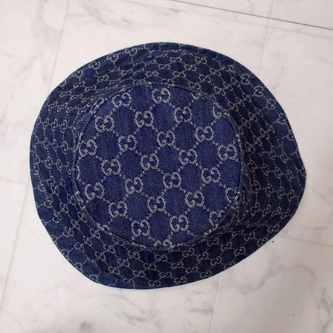 新品タグ付✨グッチ GG柄 エコウォッシュデニム ブリムハット 631958 L