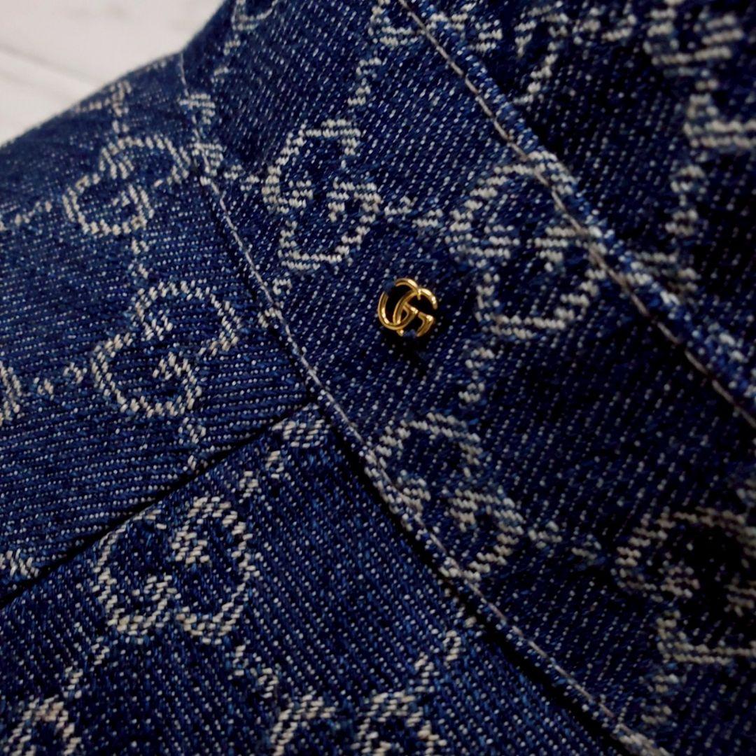 新品タグ付✨グッチ GG柄 エコウォッシュデニム ブリムハット 631958 L