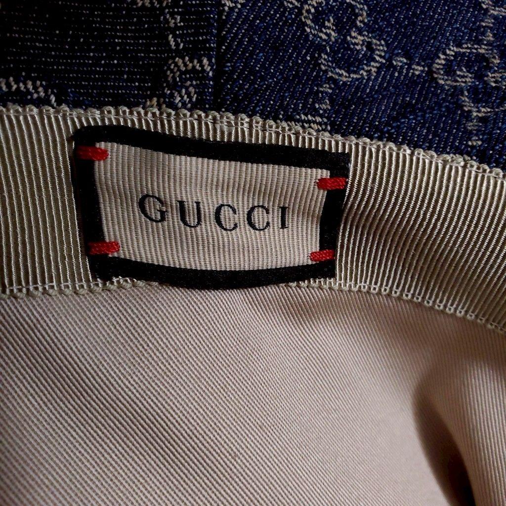 新品タグ付✨グッチ GG柄 エコウォッシュデニム ブリムハット 631958 L