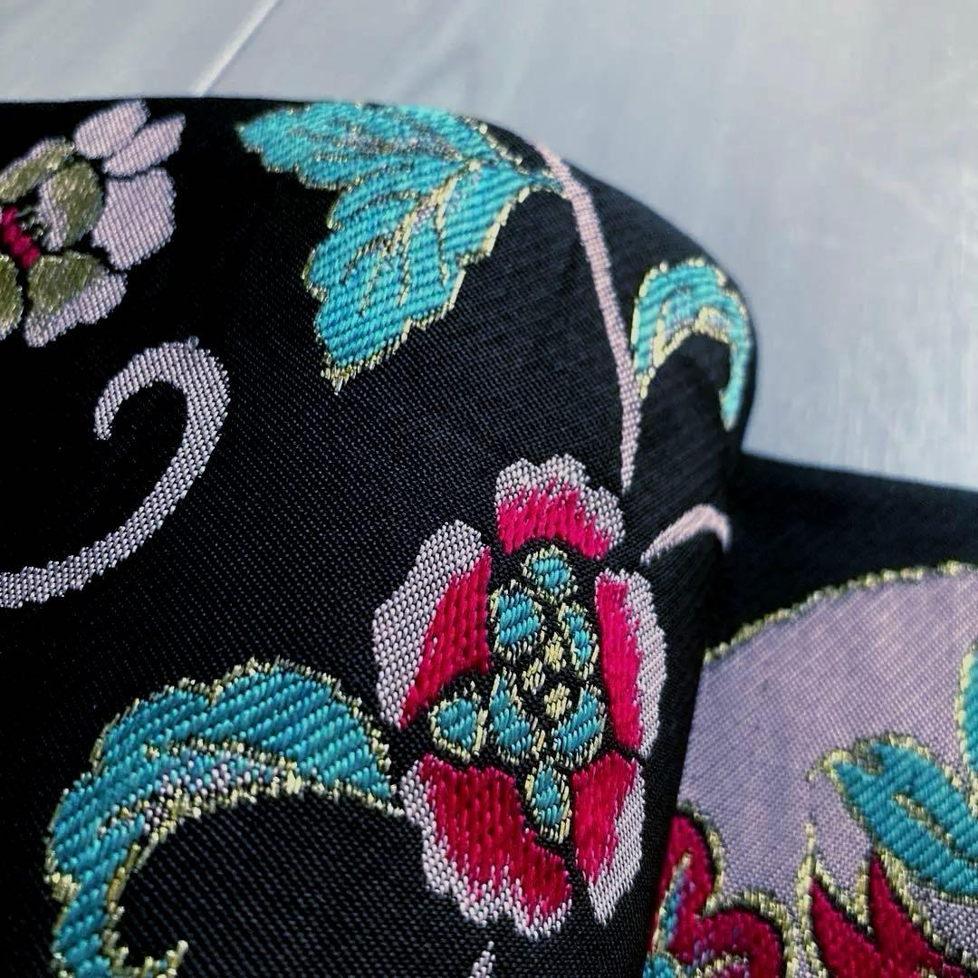 アンティーク京袋帯　花唐草模様の織り出し　大正ロマン　正絹　洒落帯　25