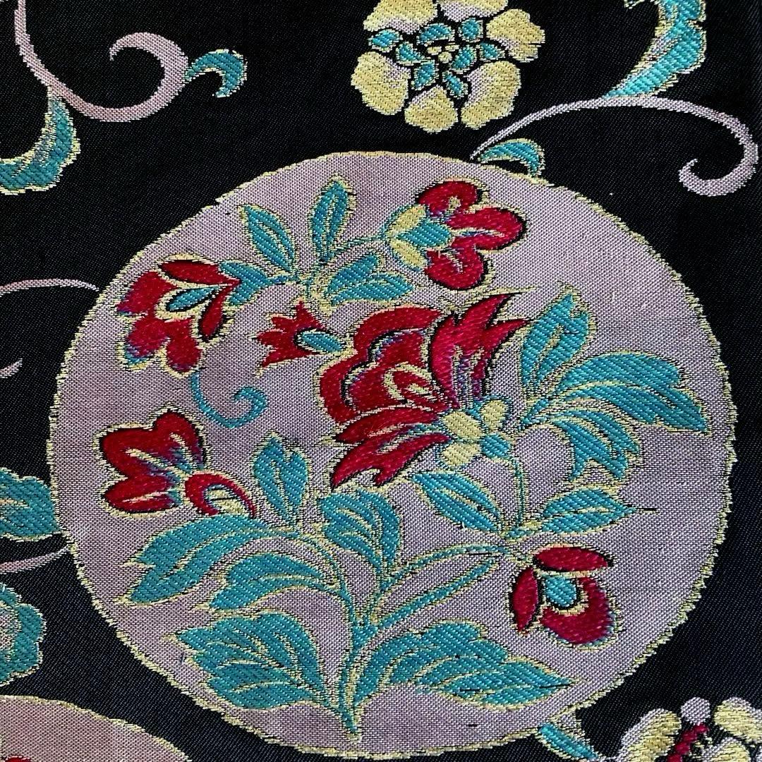 アンティーク京袋帯　花唐草模様の織り出し　大正ロマン　正絹　洒落帯　25