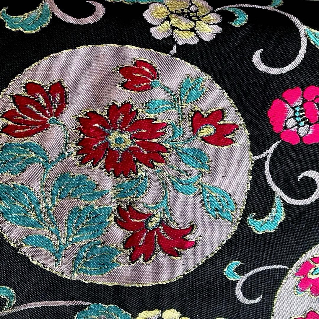 アンティーク京袋帯　花唐草模様の織り出し　大正ロマン　正絹　洒落帯　25