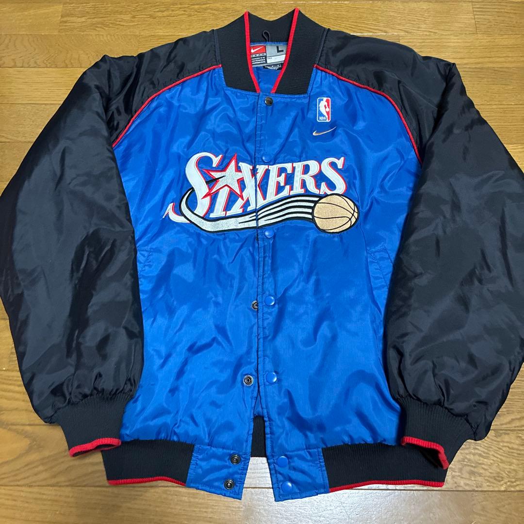 NIKE NBA 76ers 90s? ビンテージ ナイロンスタジャン L 古着