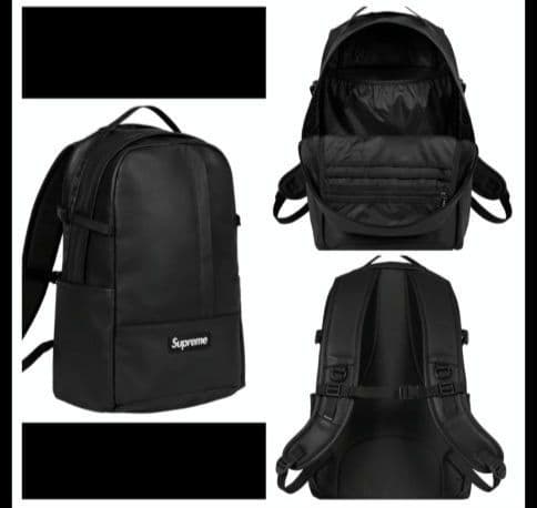 バッグ Supreme Leather Backpack Black