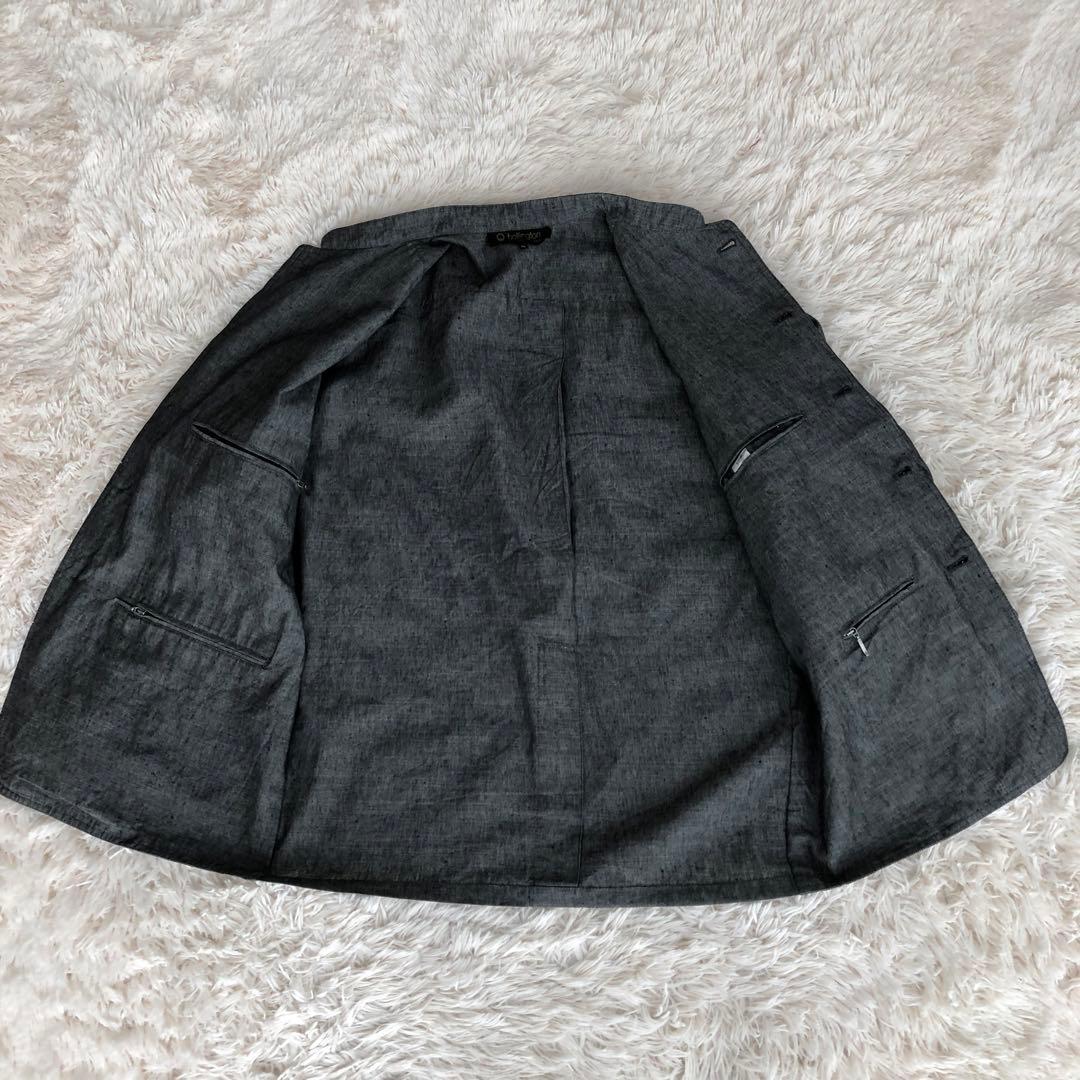 フランス製hollingtonバンドカラーウールリネンジャケット　グレー