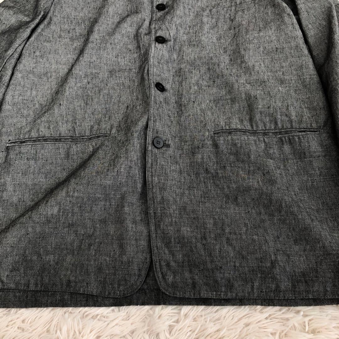 フランス製hollingtonバンドカラーウールリネンジャケット　グレー