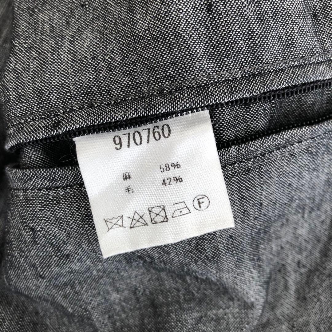 フランス製hollingtonバンドカラーウールリネンジャケット　グレー